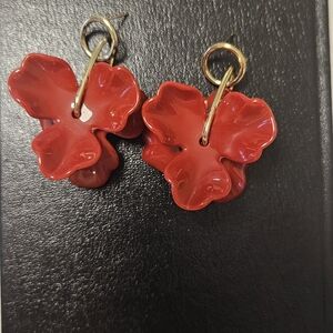 Elegant Red Floral Earrings